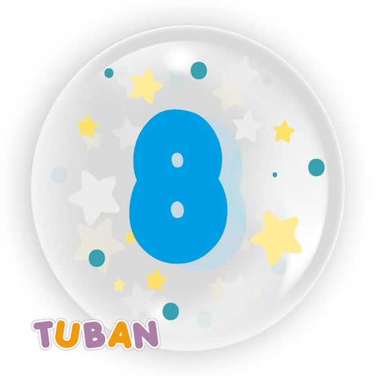 Balon dla chłopca, cyfra 8, niebieski, 45 cm TUBAN