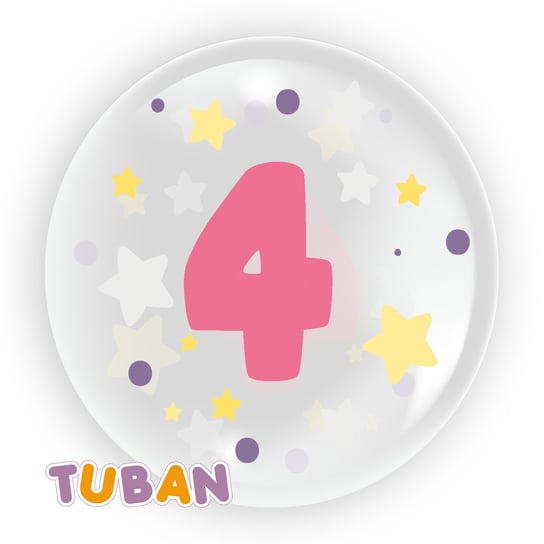 Balon dla dziewczynki, cyfra 4, różowy, 45 cm TUBAN