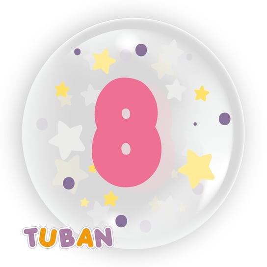 Balon dla dziewczynki, cyfra 8, różowy, 45 cm TUBAN