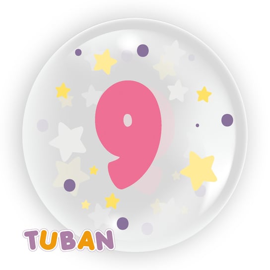 Balon dla dziewczynki, cyfra 9, różowy, 45 cm TUBAN
