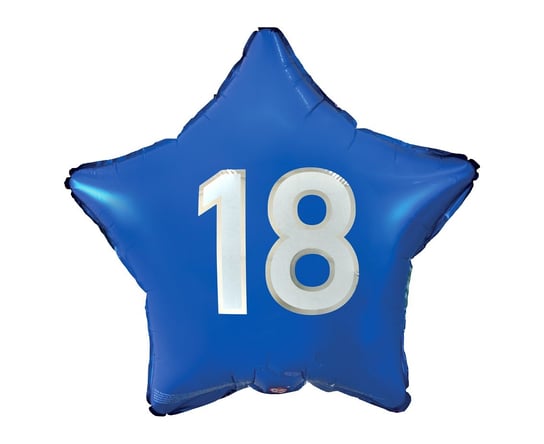 Balon Foliowy "18" Gwiazda Niebieska, Nadruk Biały, 19" GoDan