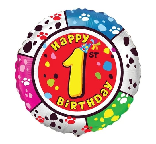Balon foliowy, 18", Happy 1st Birthday Flexmetal Balloons