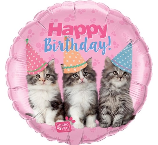 Balon foliowy, 18", Happy Bday Kittens GoDan