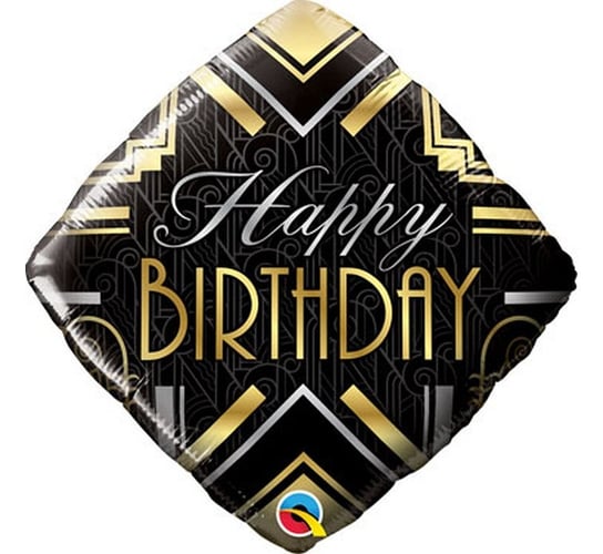 Balon foliowy, 18", Happy Birthday Art Deco Qualatex