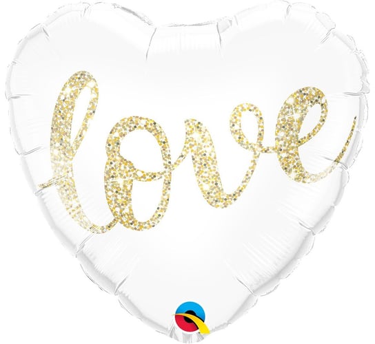 Balon foliowy, 18", Love Glitter Gold Qualatex