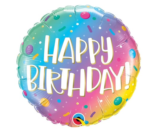 Balon foliowy 18" QL CIR "Happy Birthday - Ombre Dots & Sprinkles" Qualatex