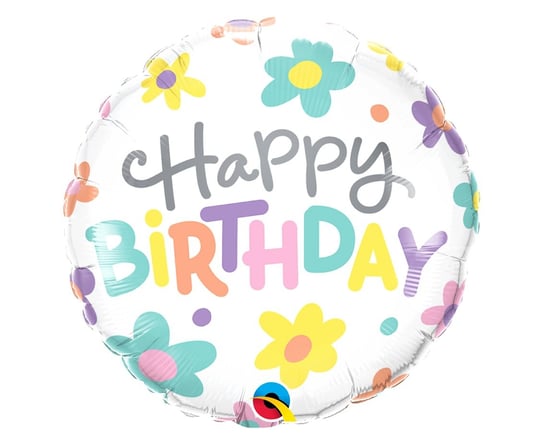 Balon foliowy 18" QL CIR "Happy Birthday - Retro Daisies" Qualatex