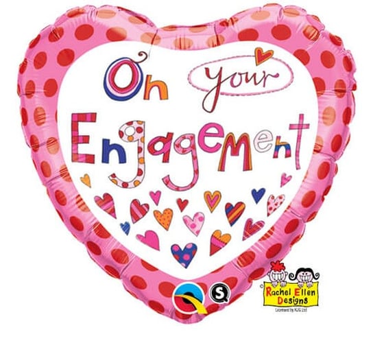 Balon foliowy 18" QL HRT "On Your Engagement" Qualatex