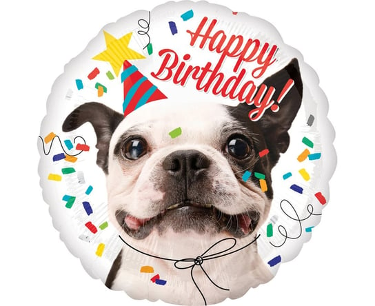 Balon Foliowy 18" Rnd - "Happy Birthday - Dog", Zapakowany Amscan