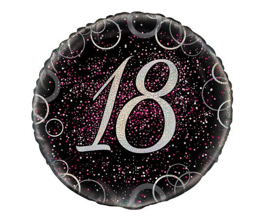 Balon foliowy, 18 urodziny, różowy, 18" Unique