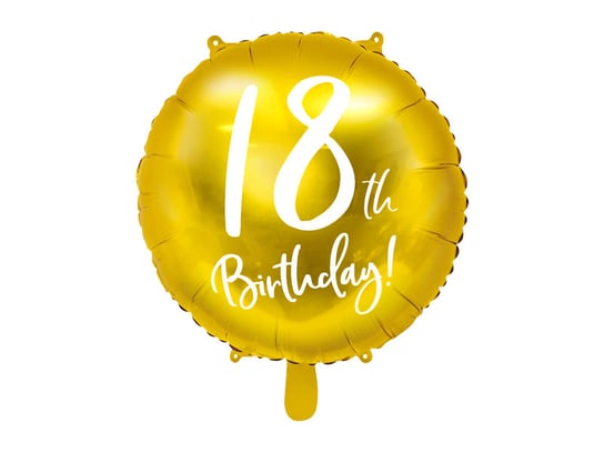 Balon foliowy, 18th Birthday, 45 cm, złoty PartyDeco