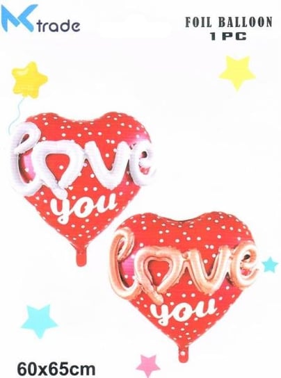 Balon foliowy 1szt w kształcie serca z napisem love you. BCF-642 mix cena za 1 szt go-party