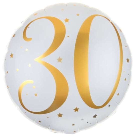 Balon foliowy, 30 urodziny, biało-złoty, 14" SANTEX