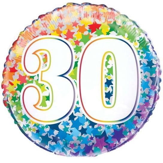 Balon foliowy, 30 Urodziny - Rainbow, 18" Unique