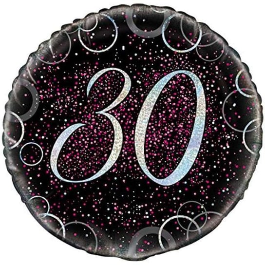 Balon foliowy, 30 urodziny, różowy, 18" Unique