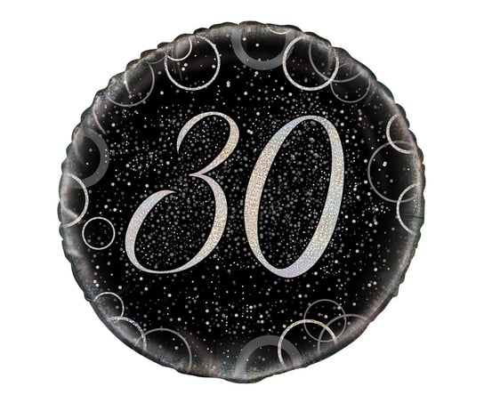 Balon foliowy, 30 urodziny, srebrny, 18" Unique