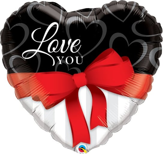 Balon foliowy 36 serce ze wstążką Love you Qualatex