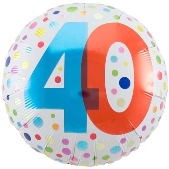 Balon foliowy, 40 Urodziny - Rainbow, 18", biały Folat