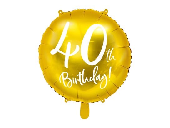 Balon foliowy, 40th Birthday, 45 cm, złoty PartyDeco