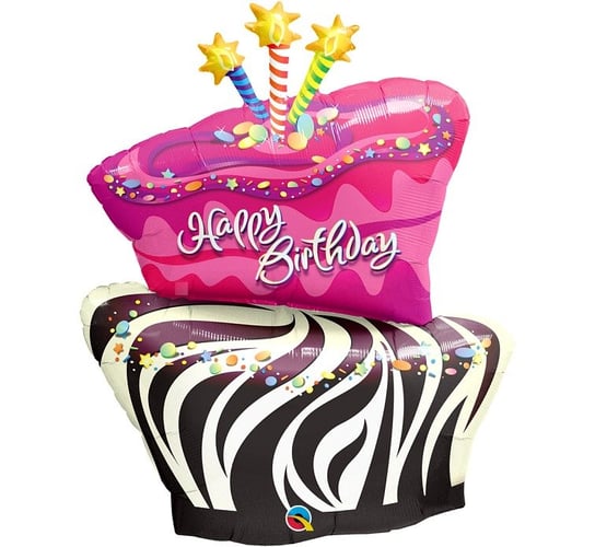 Balon foliowy, 41", Tort-zebra Happy Birthday Qualatex