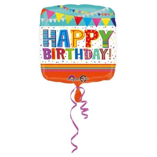 Balon foliowy 43cm, happy birthday kolorowy AMSCAN