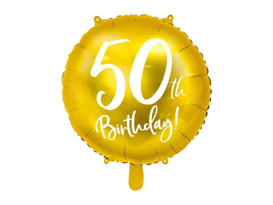 Balon foliowy, 50th Birthday, 45 cm, złoty PartyDeco