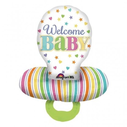 Balon foliowy 55cm x 73 cm, welcome baby-smoczek AMSCAN