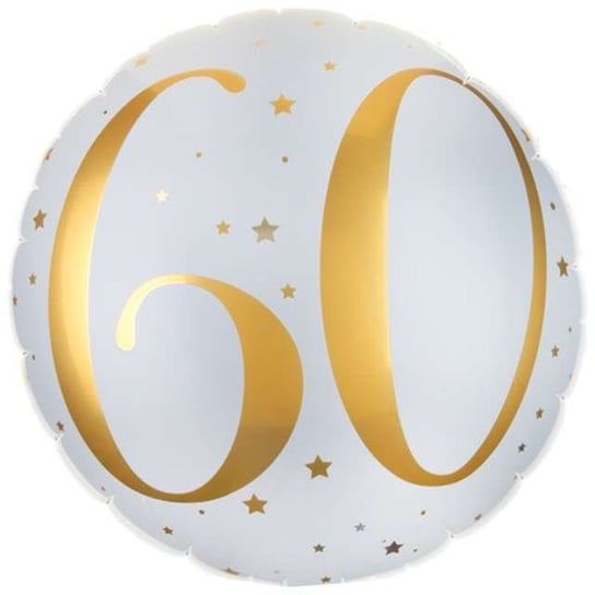 Balon foliowy, 60 urodziny, 14", biało-złoty SANTEX