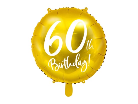 Balon foliowy, 60th Birthday, 45 cm, złoty PartyDeco