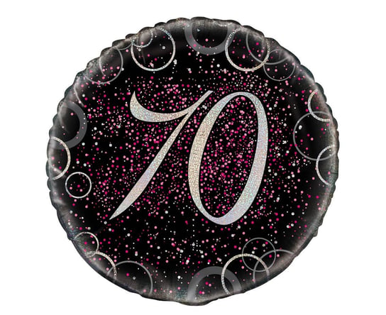 Balon foliowy, 70 urodziny, różowy, 18" Unique