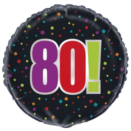 Balon foliowy, 80 urodziny, 18", czarny Unique