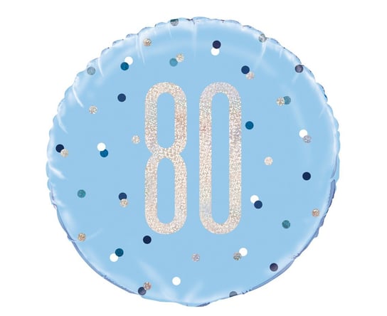 Balon foliowy, 80 urodziny, 18", niebieski Unique Party