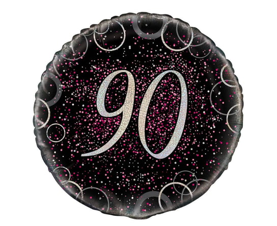 Balon foliowy, 90 urodziny, różowy, 18" Unique