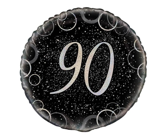 Balon foliowy, 90 urodziny, srebrny, 18" Unique