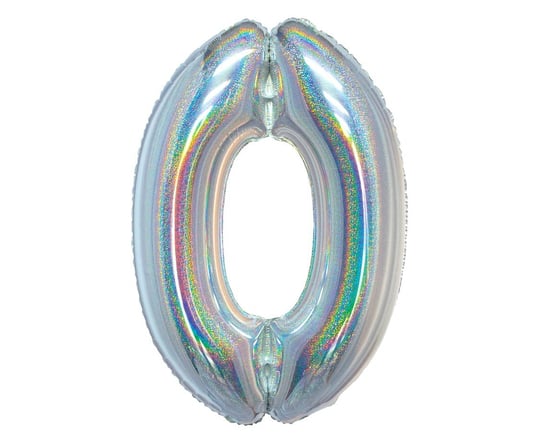 Balon foliowy B&C, Cyfra 0, holograficzna srebrna, 76 cm GoDan
