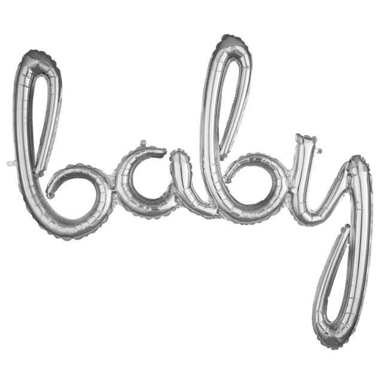 Balon foliowy, baby, 39", srebrny Amscan