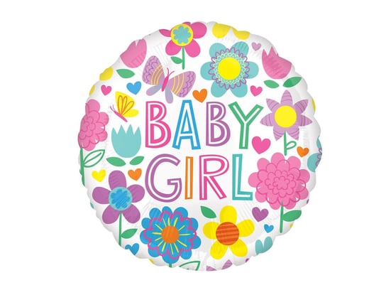 Balon foliowy Baby Girl Kwiatki - 43 cm - 1 szt. Amscan