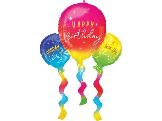 Balon foliowy Baloniki Happy Birthday - 91 cm - 1 szt. Amscan