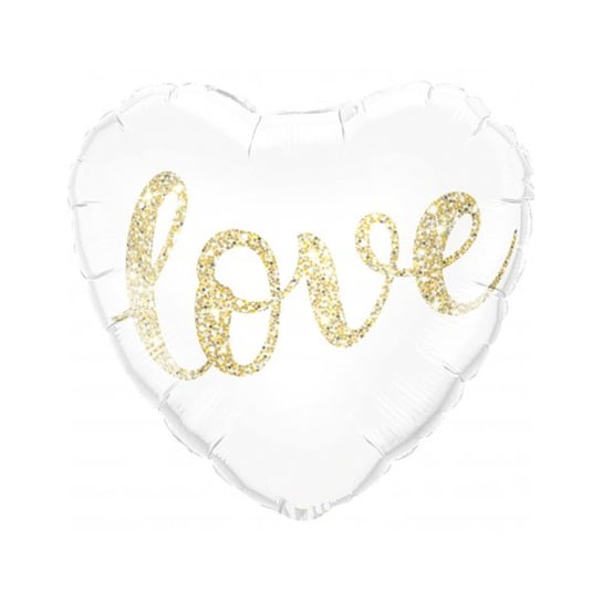 Balon foliowy białe Serce "Love", 46cm PartyPal