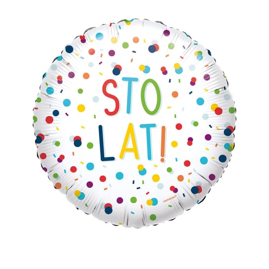 Balon foliowy, Confetti Birthday, Sto Lat Amscan