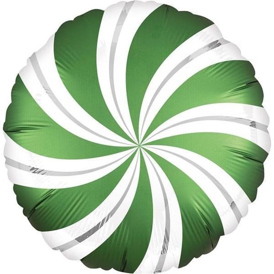 Balon foliowy, cukierek, 45 cm, zielono-biały, 1 sztuka AMSCAN