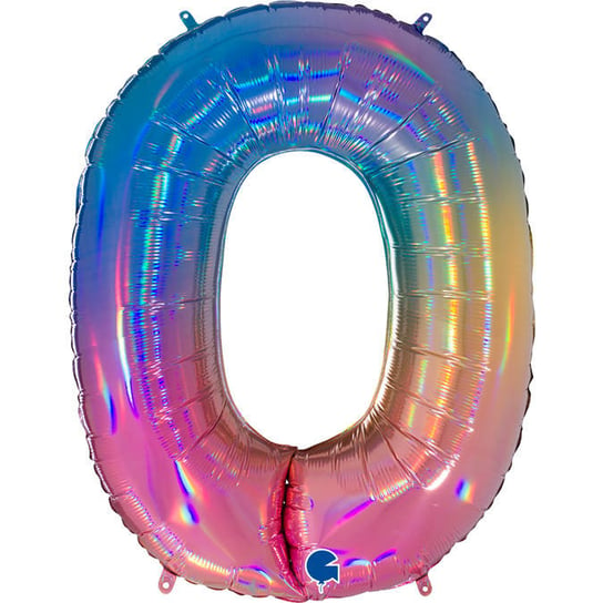 Balon Foliowy Cyfra 0,  Kolorowa rainbow 102 cm Grabo PartyPal