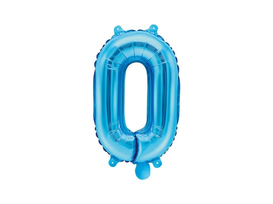 Balon foliowy, cyfra 0, niebieski, 35 cm PartyDeco