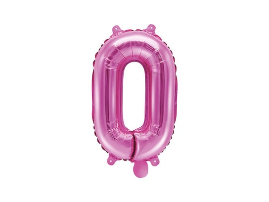 Balon foliowy, cyfra 0, różowy, 35 cm PartyDeco