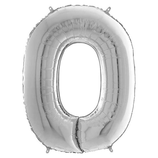 Balon Foliowy Cyfra 0, Srebrna, 66 cm Grabo GRABO