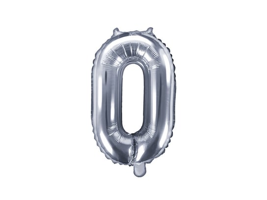 Balon foliowy, cyfra 0, srebrny, 35 cm PartyDeco