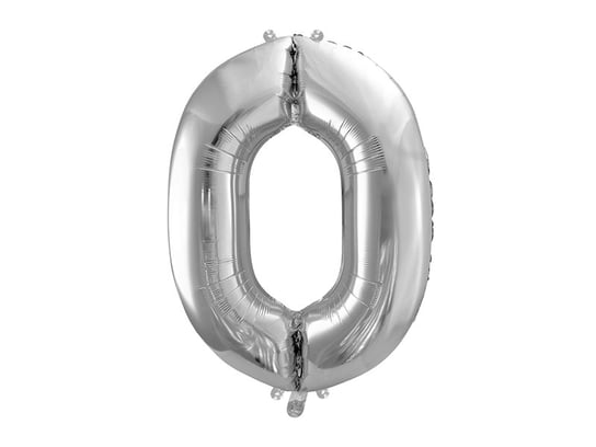 Balon foliowy, cyfra 0, srebrny, 86 cm PartyDeco
