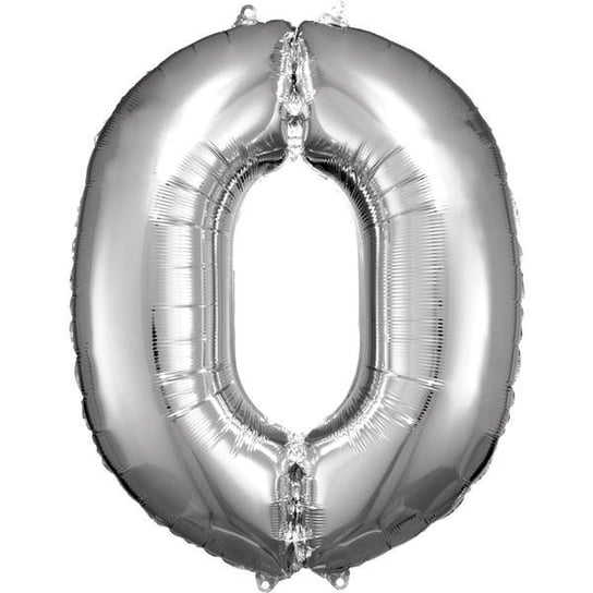 Balon foliowy, cyfra 0, srebrny, 88 cm AMSCAN