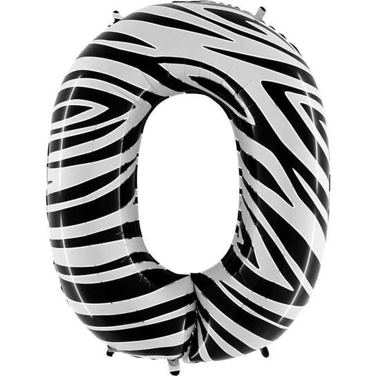 Balon Foliowy Cyfra 0, Zebra biało-czarna 102cm Grabo GRABO