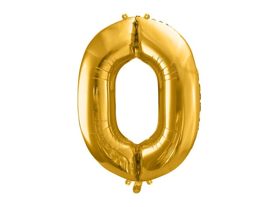 Balon foliowy, cyfra 0, złoty, 86 cm PartyDeco